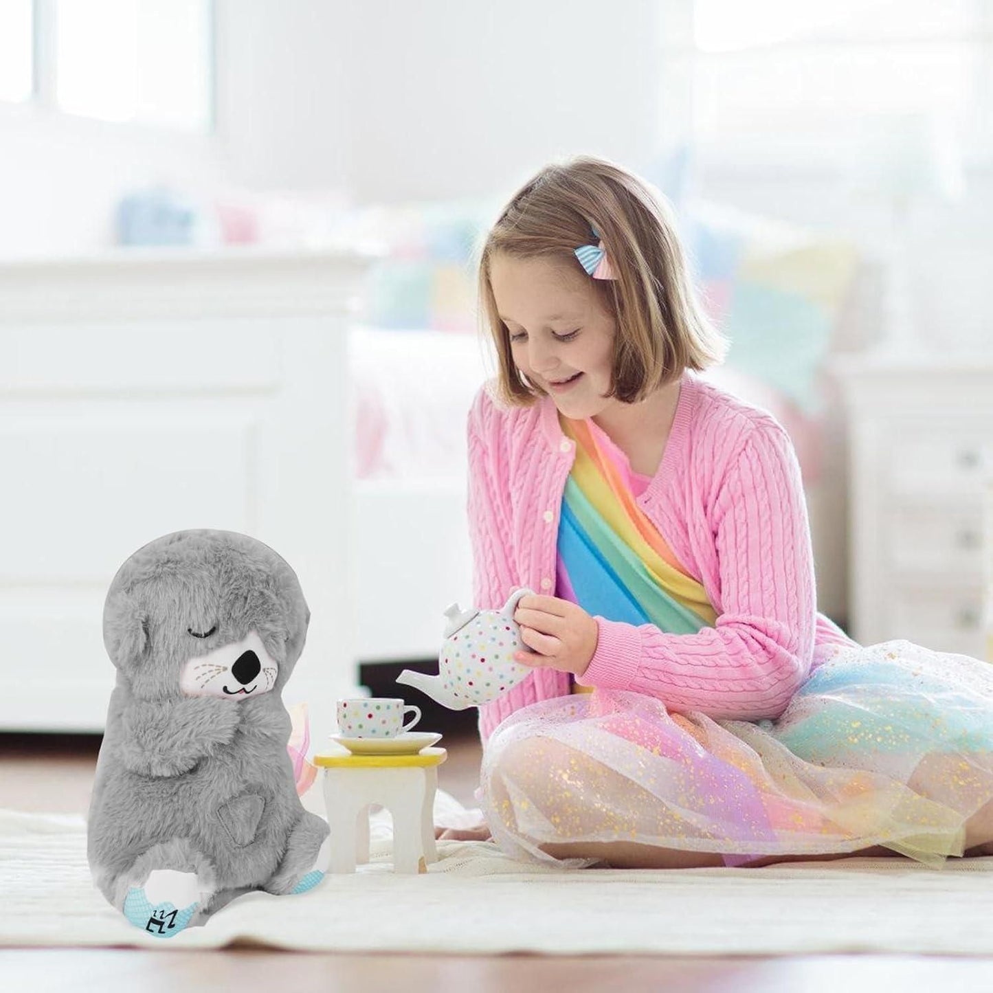 Breathing Teddy Bear with Soothing Music — Calming Comfort Plush Toy