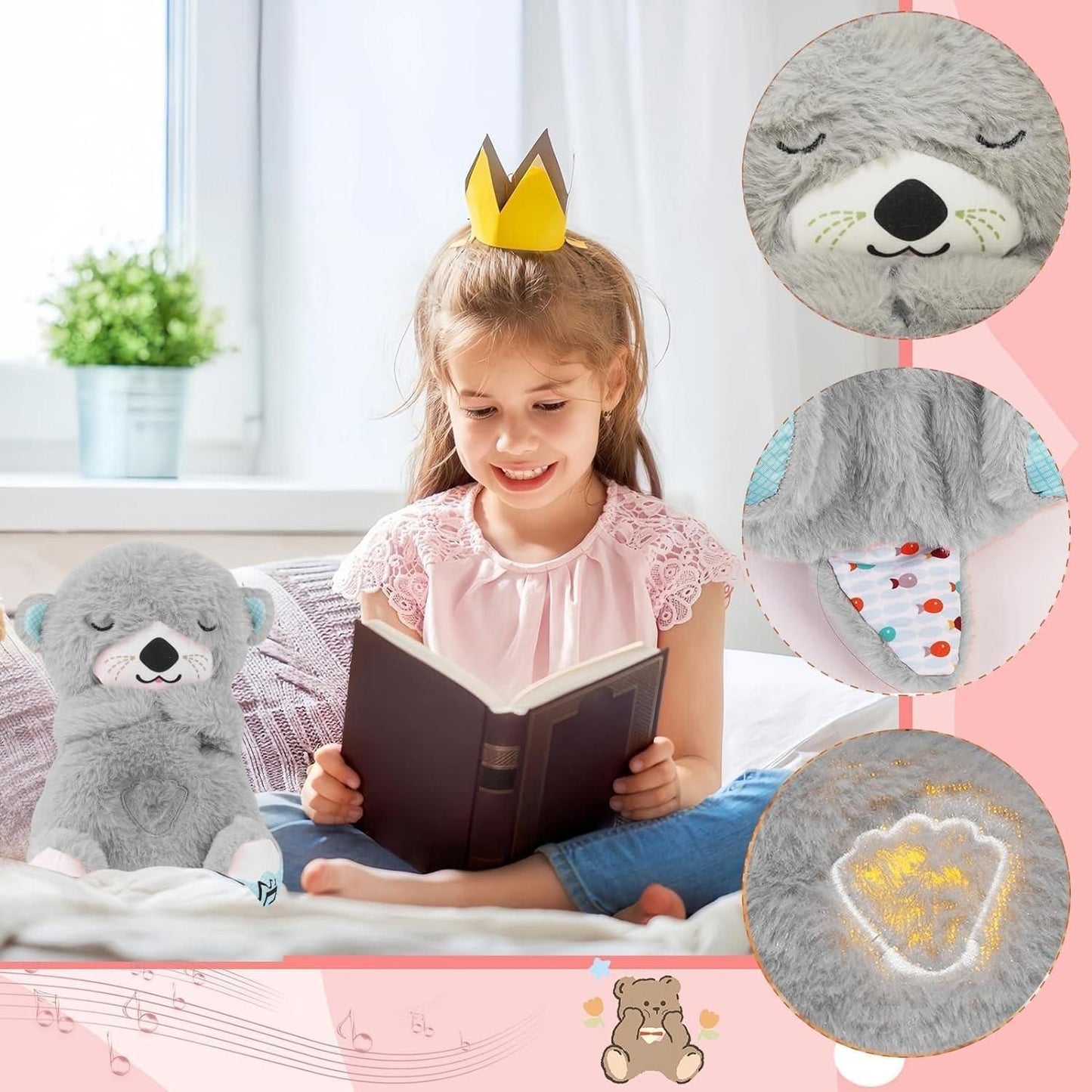 Breathing Teddy Bear with Soothing Music — Calming Comfort Plush Toy