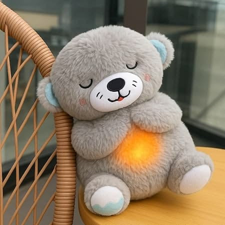 Breathing Teddy Bear with Soothing Music — Calming Comfort Plush Toy